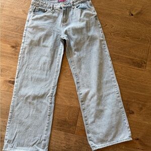 Edikted Light Blue Denim Jeans, wide leg, low rise, M, 30” inseam